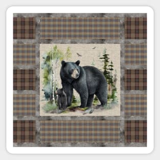 Plaid Bear Quilt A Sticker